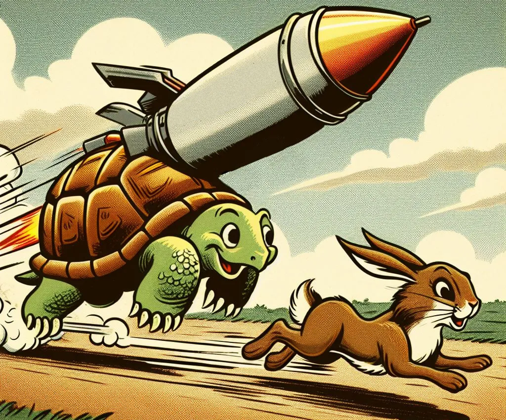 Tortoise and the hare, if Novatura were contracted and gave the tortoise a rocket